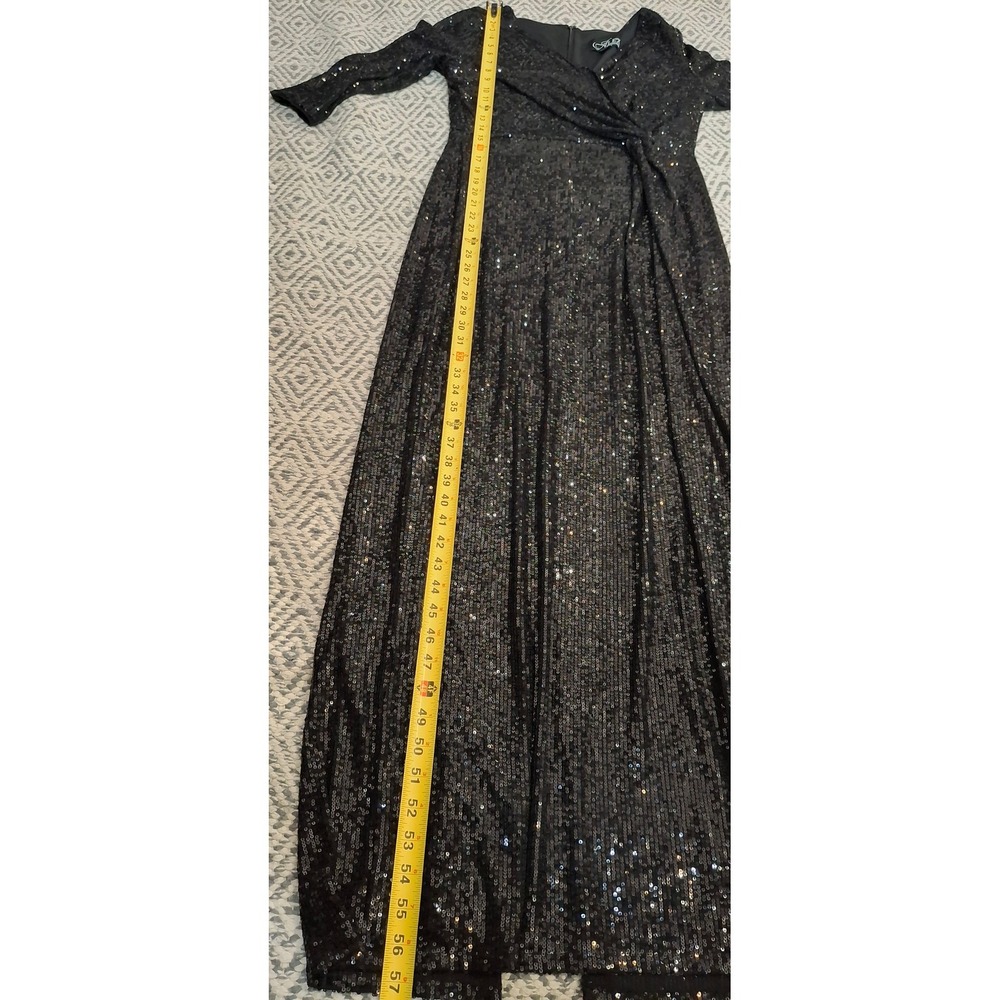 Alex Evenings Black Long Sequin Gown 3/4 Sleeve Formal Dress Size 12 - Picture 11 of 14
